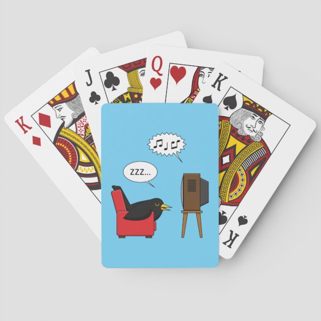 Blackbird Sleeping in Front of the TV Tecknad Casinokort (Baksidan)