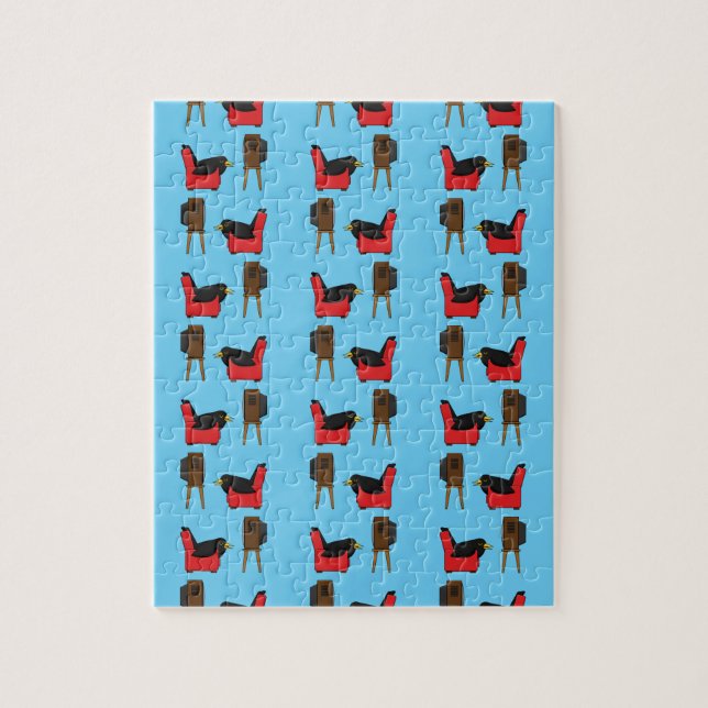 Blackbird Sleeping in Front of the TV Tecknad Pussel (Vertikal)