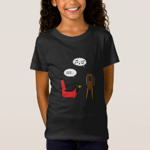 Blackbird Sleeping in Front of the TV Tecknad T Shirt