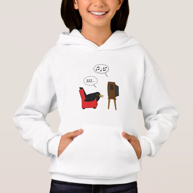 Blackbird Sleeping in Front of the TV Tecknad T Shirt (Framsida)