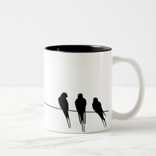 Blackbirds Silhouette binder på Två-Tonad Mugg