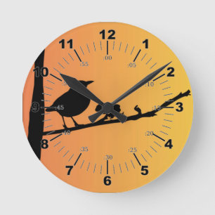 BlackbirdSilhouette Rund Klocka