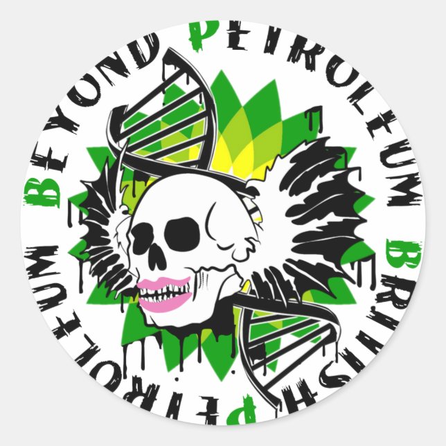 Bläckblå petroleumpestsyntet runt klistermärke (Framsida)