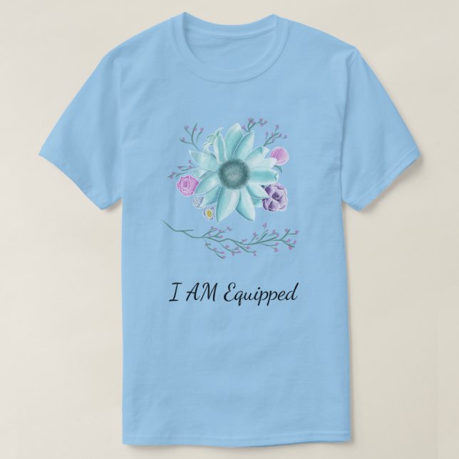 Bläckblomma med jag är utrustad t shirt (Design framsida)