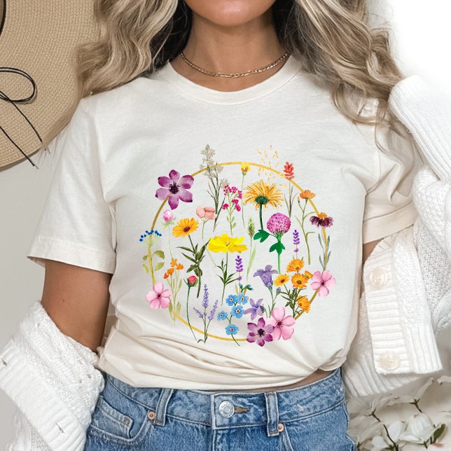 Bläckblommor, botaniska pressade blommor t shirt (Skapare uppladdad)