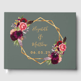 Bläckblommor från grönten bröllop gästböcker