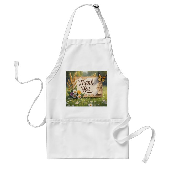 Bläckblommor från hand plockade, vetestjälkar, fjä förkläde (Framsidan)