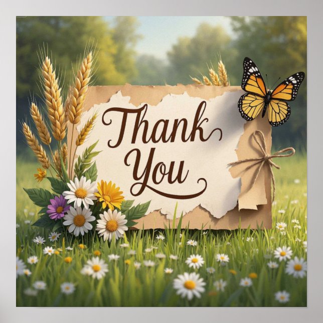 Bläckblommor från hand plockade, vetestjälkar, fjä poster (Framsidan)