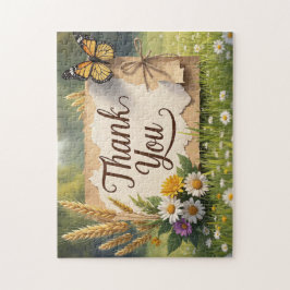 Bläckblommor från hand plockade, vetestjälkar, fjä pussel