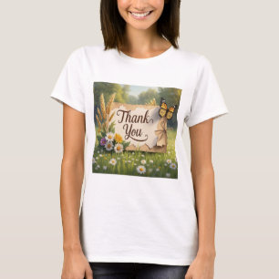 Bläckblommor från hand plockade, vetestjälkar, fjä t shirt