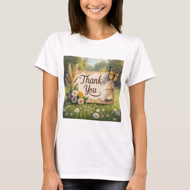 Bläckblommor från hand plockade, vetestjälkar, fjä t shirt (Framsida)