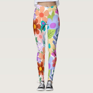 Bläckblommor med ljus färg leggings