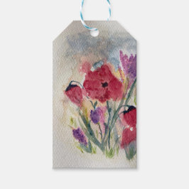 Bläckblommor med vallmo presentetikett