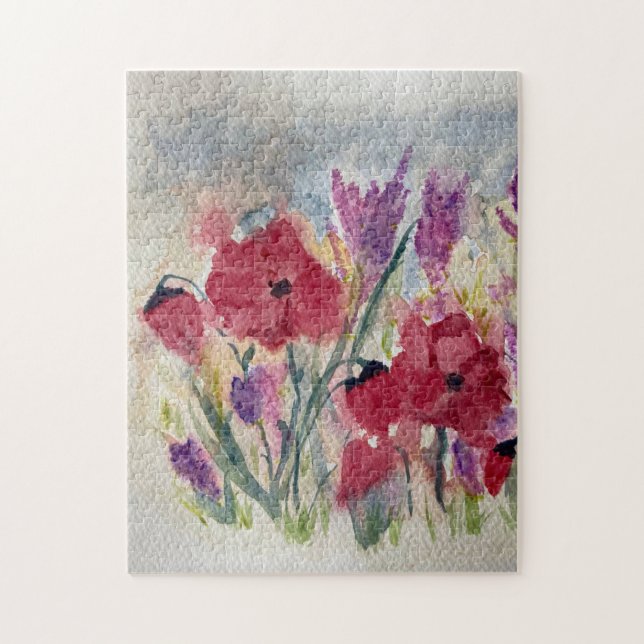 Bläckblommor med vallmo pussel (Vertikal)