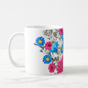 Bläckblommor med vattenfärg kaffemugg