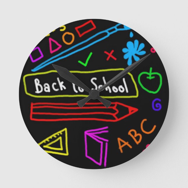 Blackboard Back to school Rund Klocka (Framsida)
