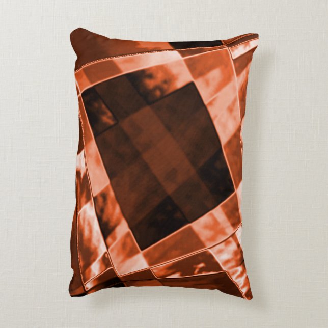 Bläckbrun, rödbrun lutande kvadrat och rektanglar prydnadskudde (Baksidan(Vertikal))