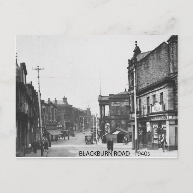 Blackburn Road, Accrington, Lancashire 1940's Vykort (Framsida)