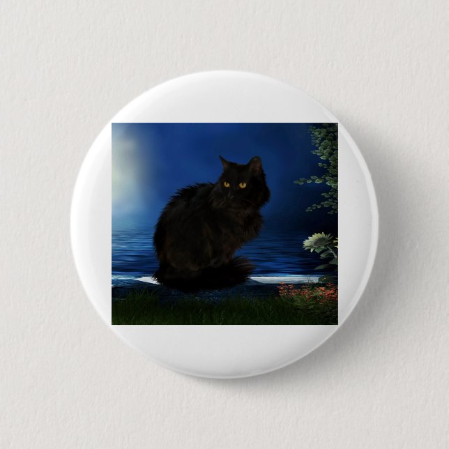 Blackcat Cat Black Husdjur Knapp (Framsida)
