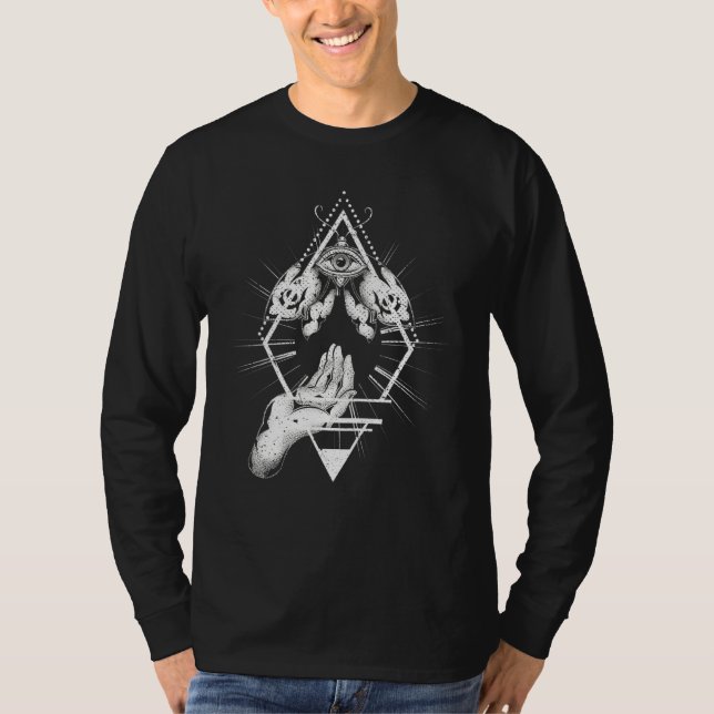 Blackcraft All Seeing Öga Insekt Moth Hamsa Händer T Shirt (Framsida)