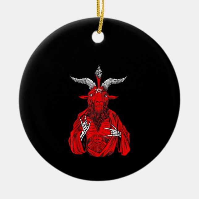 Blackcraft Antichrist Goat Satan Baphomet Julgransprydnad Keramik (Framsidan)
