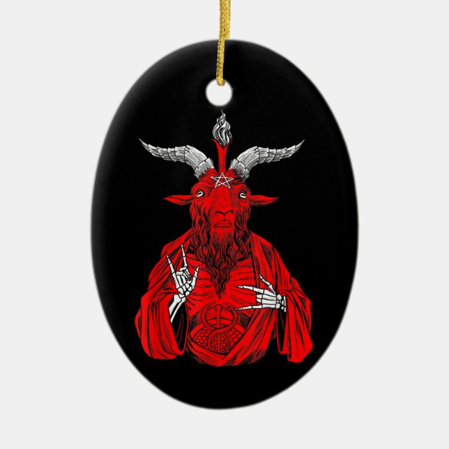 Blackcraft Antichrist Goat Satan Baphomet Julgransprydnad Keramik (Framsidan)