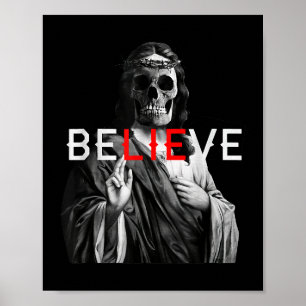 Blackcraft Antichrist Jesus Skull tror Satan på Poster