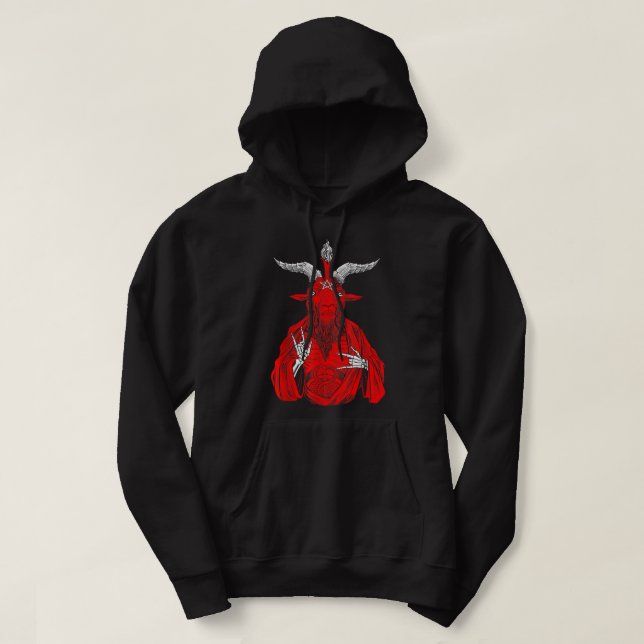 Blackcraft AntiJesus Goat Satan Baphome för Athei Hoodie (Design framsida)