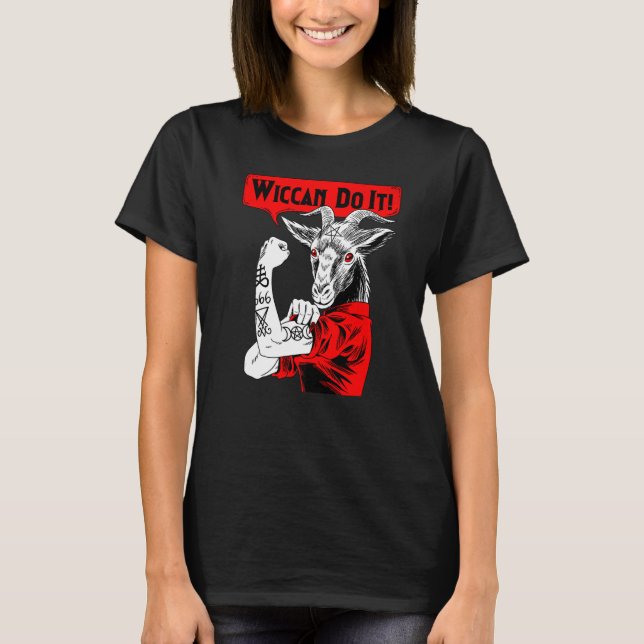 Blackcraft Baphomet Wiccan Gör Det Satanisk Femini T Shirt (Framsida)