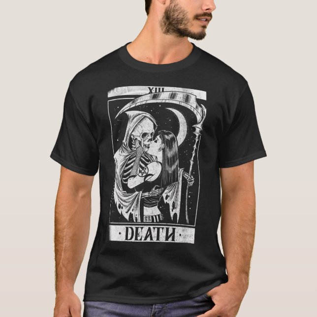 Blackcraft Döder Grim Reaper Kiss Tarot Card T Shirt (Framsida)