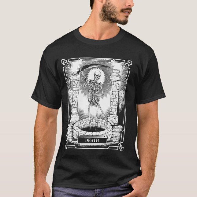 Blackcraft Witchy Skeleton Döde Grim Reaper T Shirt (Framsida)