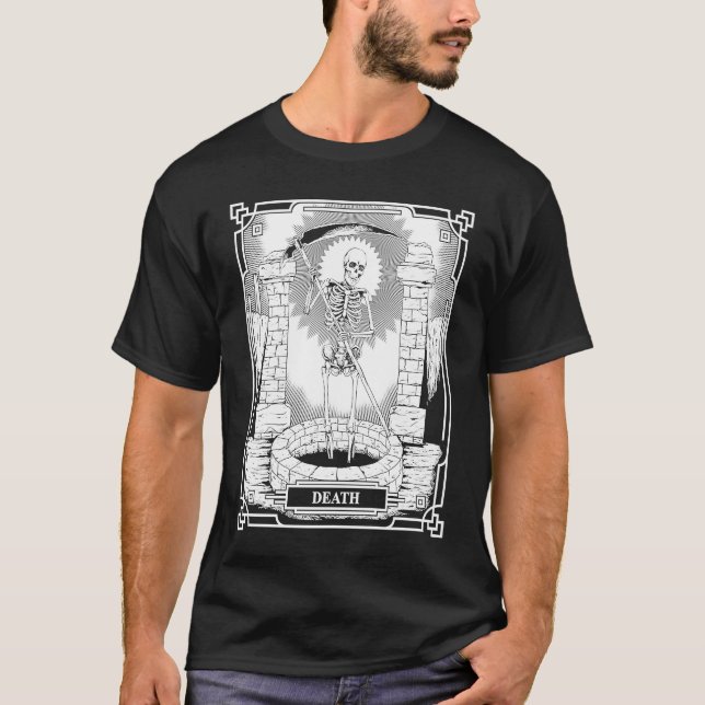 Blackcraft Witchy Skeleton Döde Grim Reaper T Shirt (Framsida)