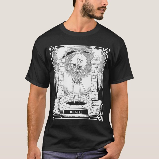 Blackcraft Witchy Skeleton Döde Grim Reaper T T Shirt (Framsida)