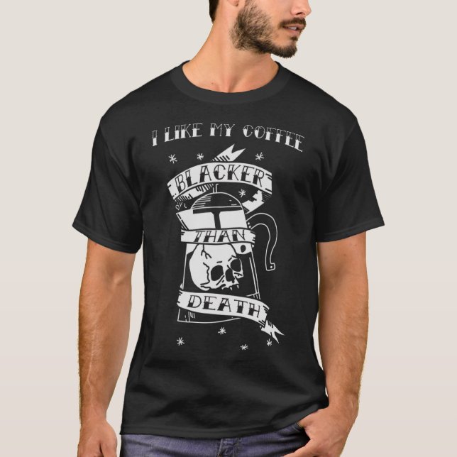 Blacker än Död Coffee Hand plockade Tattoo T Shirt (Framsida)