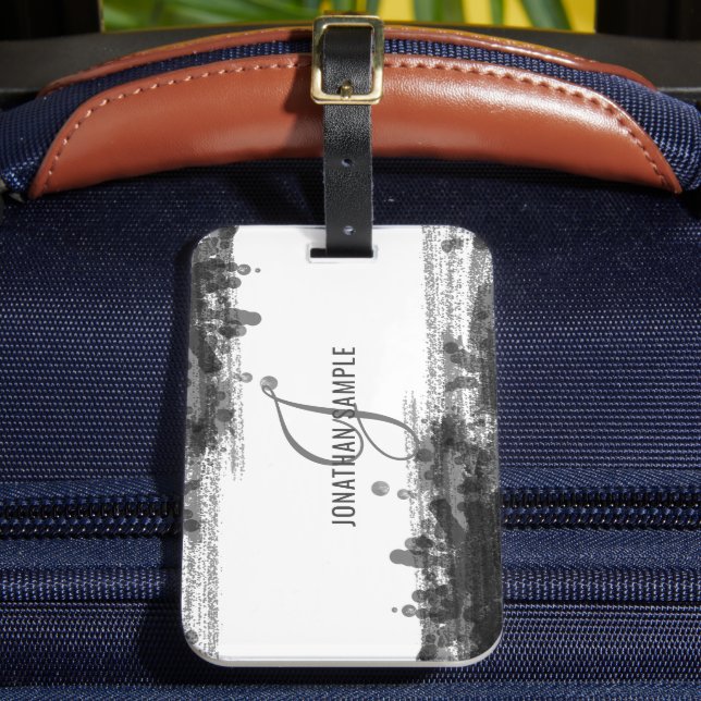 Blackest Bläck | Monogram för Abstrakt av svart va Bagagebricka (Framsida Insitu 2)