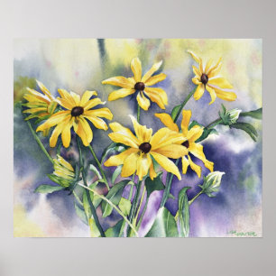 Blackeyed Susan Watercolor Painting Poster