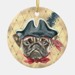 Blackface the Pug Pirat Ornament