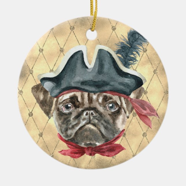 Blackface the Pug Pirat Ornament (Framsidan)