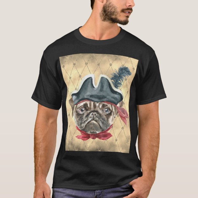Blackface the Pug Pirat T-Shirt (Framsida)