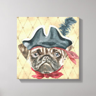 Blackface the Pug Pirate Lindad Canvas