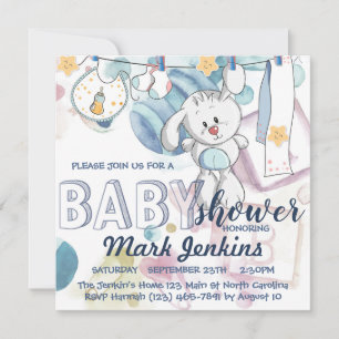 Bläckfärgsvacker, lysande Pojke Shower Inbjudningar