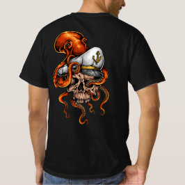 Bläckfisk Attackerar Kaptenens Dödskalle Marin T Shirt