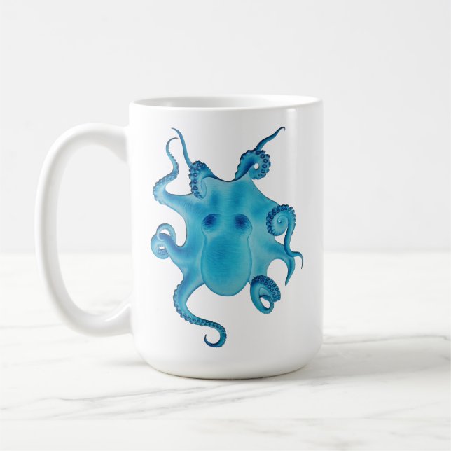 Bläckfisk Elektrisk Ocean Blå Kraken Majestätiskt  Kaffemugg (Vänster)
