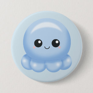 Bläckfisk för Kawaii tecknadblått Knapp