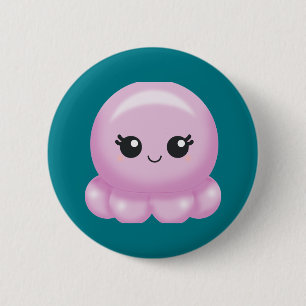 Bläckfisk för Kawaii tecknadrosor Knapp