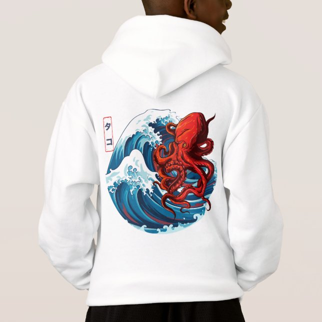 Bläckfisk Japansk Konst T Shirt (Baksida)