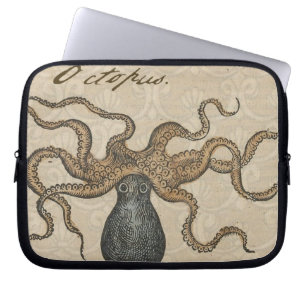 Bläckfisk Kraken Antik Marin Vilda Djur Laptop Fodral