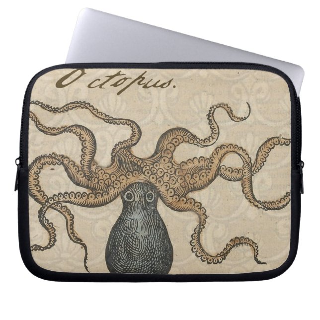 Bläckfisk Kraken Antik Marin Vilda Djur Laptop Fodral (Framsidan)