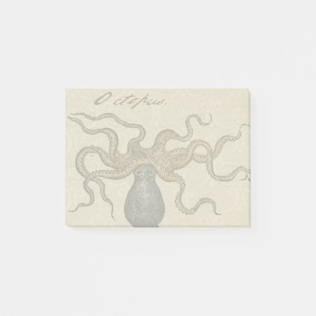 Bläckfisk Kraken Antik Marin Vilda Djur Post-it Block (Framsida)