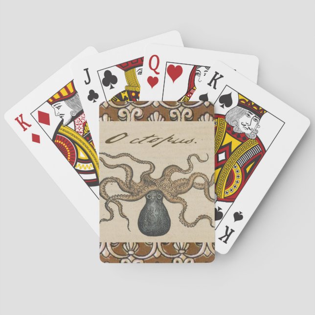 Bläckfisk Kraken Antik Marin Vilda Djur Spel Kort (Baksidan)